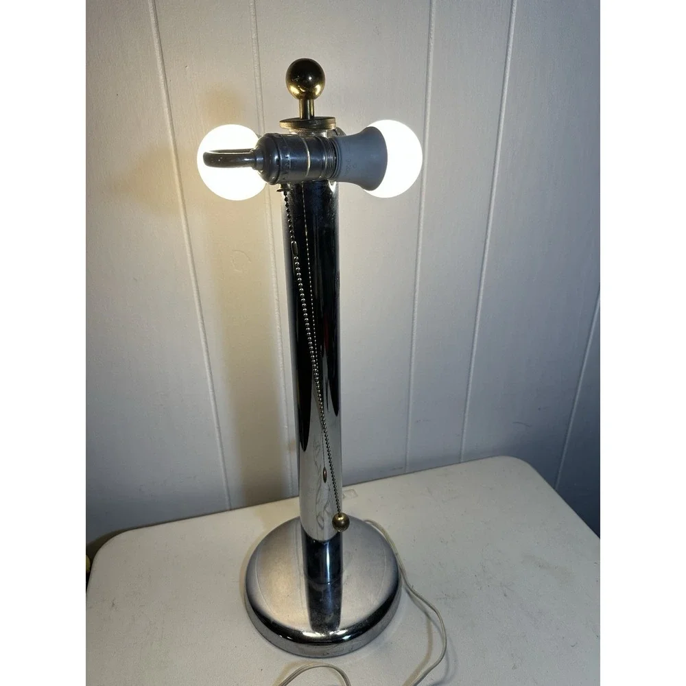 Vintage Robert Sonneman for George Kovacs Chrome Table Lamp (Missing Shade)